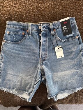 Levi's Light Blue Distressed Cutoff Denim Shorts